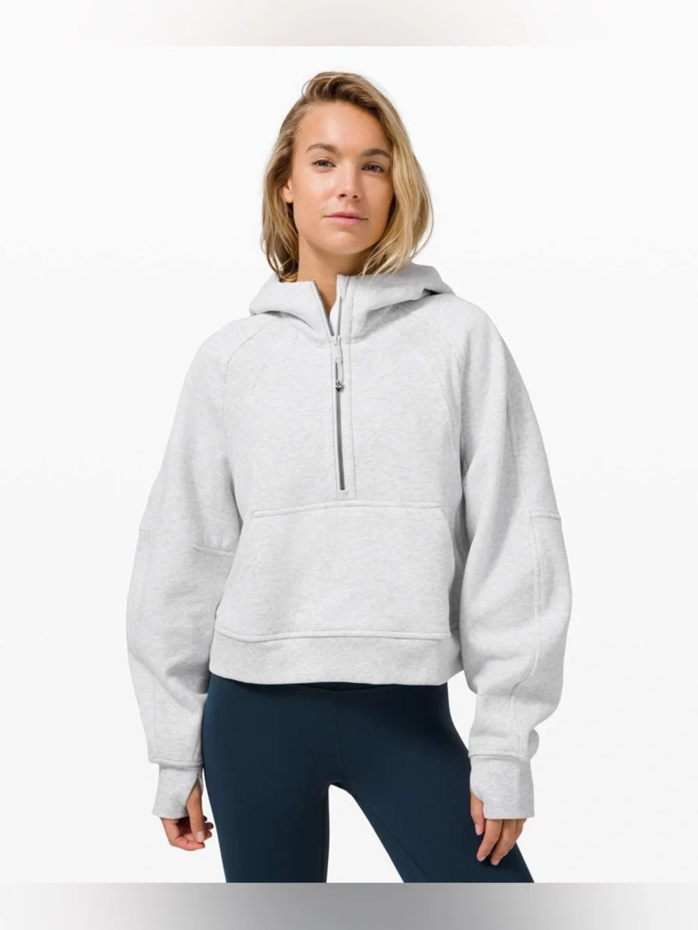 Lululemon Scuba Oversized 1/2 Zip Hoodie - Heathered Core Ultra Light Grey -XS/S